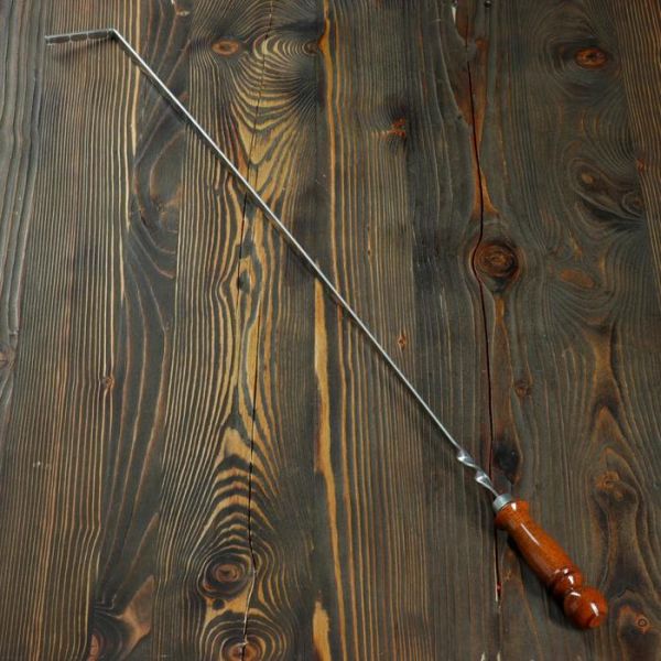 Кочерга узбекская с деревянной ручкой, с узором, 70*1 см, полная длина 92 см, сталь 3 мм