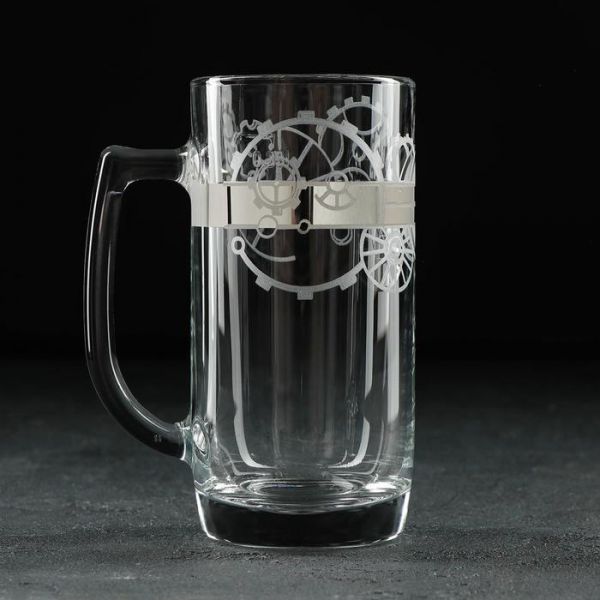 Кружка для пива «Стимпанк», 330 мл, с гравировкой и напылением, цвет серебряный
