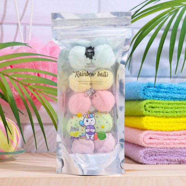 Маленькие бурлящие шарики для ванны Rainbow balls "Делай мир лучше" 150 гр.