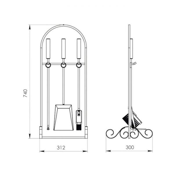 Набор для камина «НКА 12ч», 3 предмета, стойка витая «арка», цвет чёрный