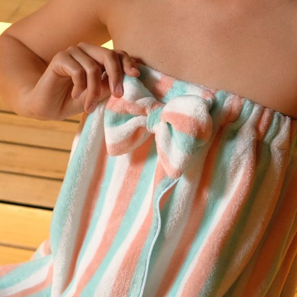 Набор для бани и ванной Этель "Полосы" полотенце-парео 75*120 см+повязка