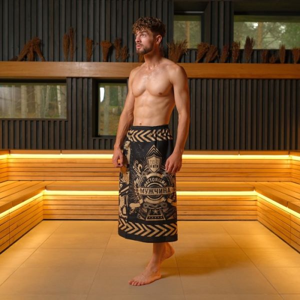 Полотенце для бани «Настоящий мужчина» мужской килт 80х145 см, 100 % хл, вафельное полотно