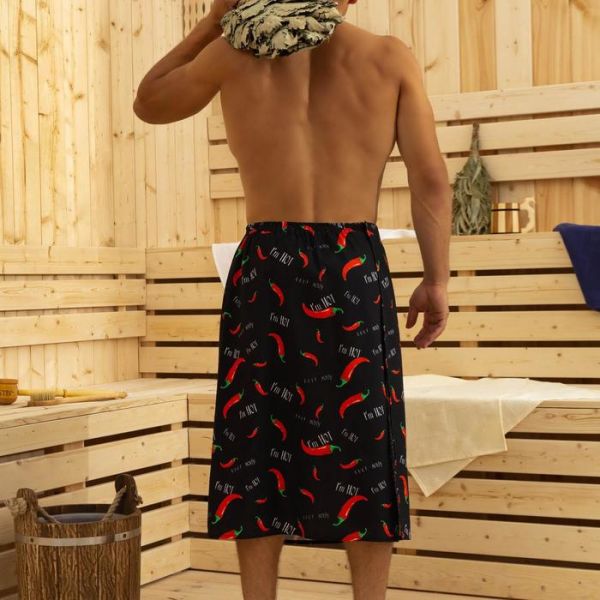 Полотенце для бани «Перчики» мужской килт 80х145 см, 100 % хл, вафельное полотно