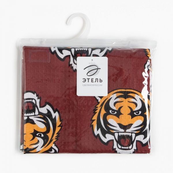 Полотенце Этель "Тигр" бордовый 70х146 см, 100% хлопок  160гр/м2