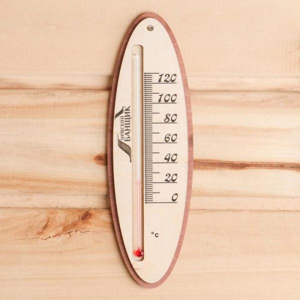 Термометр для бани жидкостный, фанера (овал)