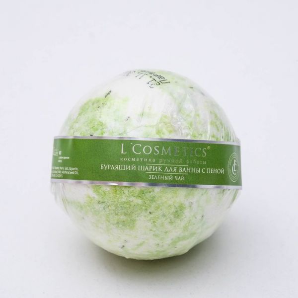 Бомбочка для ванн L'Cosmetics «Зелёный чай» с пеной, 130 г