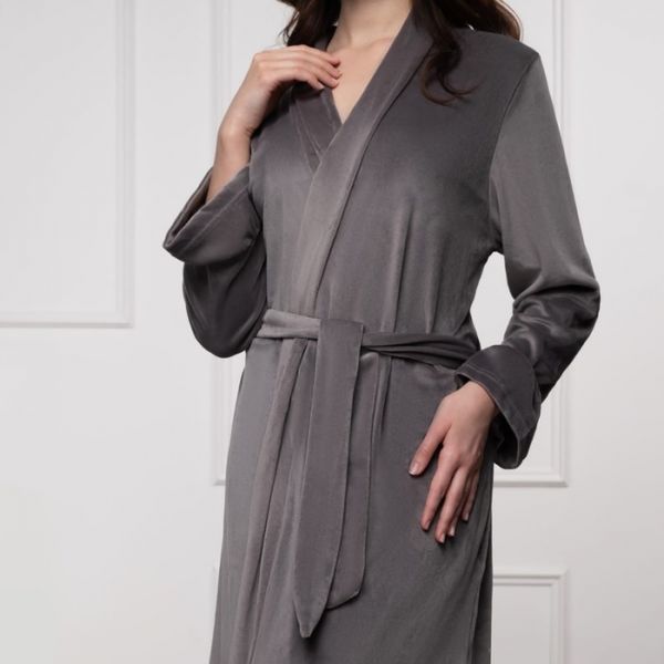 Женский халат, размер M, цвет серый