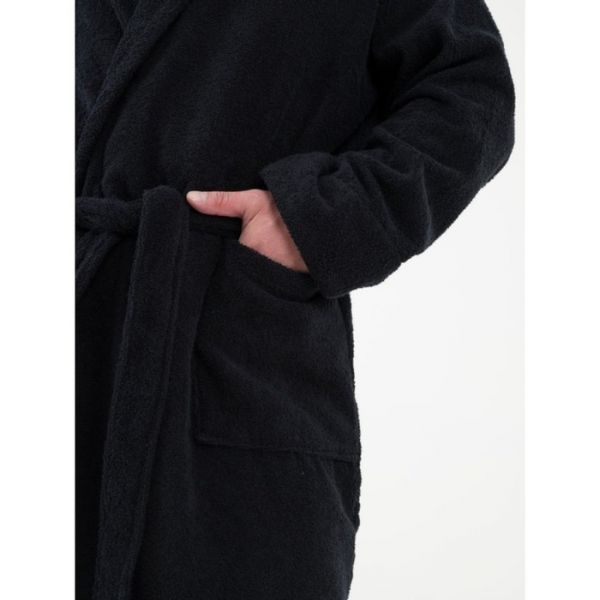 Халат мужской махровый с шалькой, размер 44-46, цвет черный