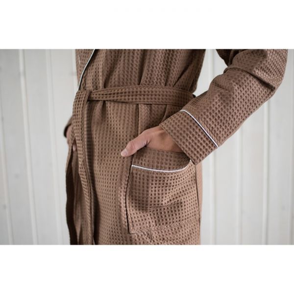 Халат мужской, шалька+кант, размер 58, цвет шоколадный, вафля