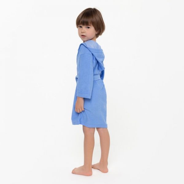 Халат махровый для мальчика, рост 110-116 см, цвет голубой 180г/м, 80% хлопок, 20% полиэстер