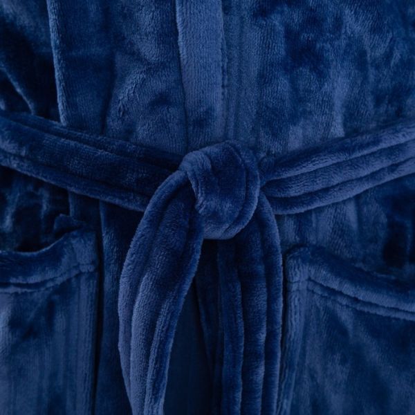 Халат унисекс LoveLife "Hygge" цвет тёмно-синий, one size, микрофибра, 100% п/э, 250 г/м2