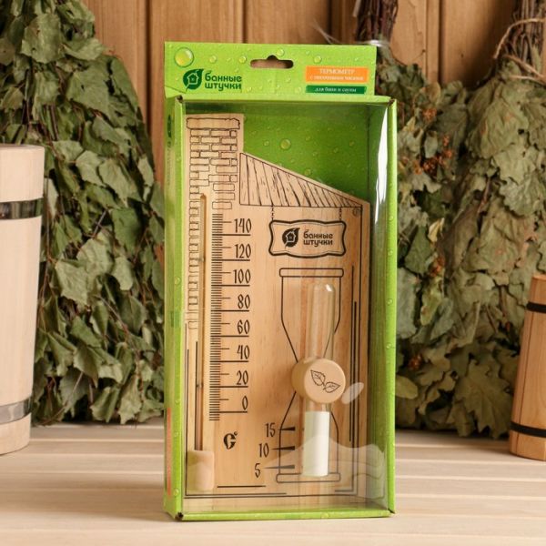 Термометр с песочными часами 27,8х14х5,3 см для бани и сауны
