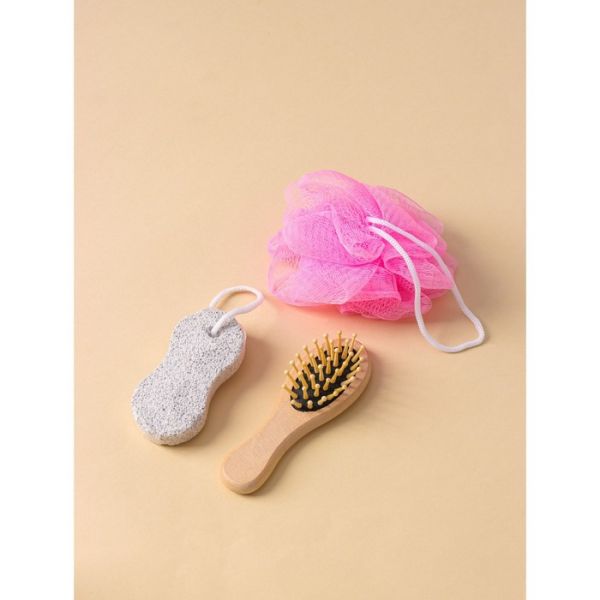 Набор банный Доляна, 3 предмета: мочалка, пемза, расчёска, цвет МИКС