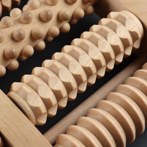 Массажёр «Барабаны», 24,5 х 19,5 х 4 см, деревянный, 5 комбинированных рядов
