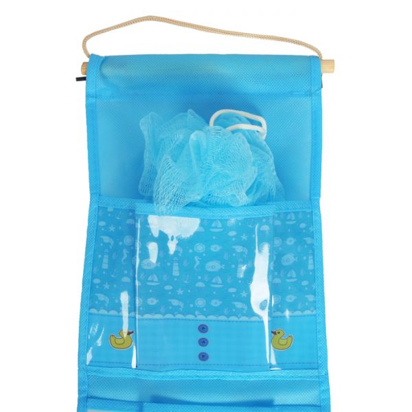 Подарочный набор "Веселые пузыри!": кармашек подвесной пластиковый на 3 отделения и мочалка
