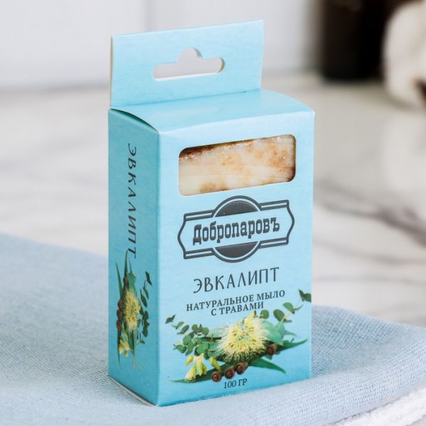 Мыло банное натуральное с травами в коробке "Эвкалипт" 100 гр Добропаровъ