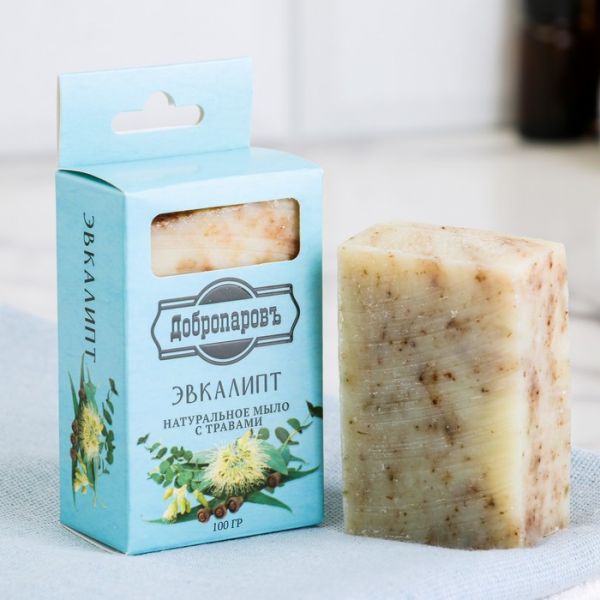 Мыло банное натуральное с травами в коробке "Эвкалипт" 100 гр Добропаровъ
