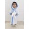 Халат детский «Зайчик», рост 98 см, белый+голубой, махра
