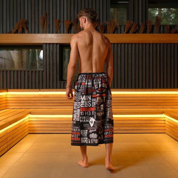 Полотенце для бани «Похвала» мужской килт 80х145 см, 100 % хл, вафельное полотно
