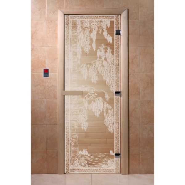 Дверь для бани стеклянная «Берёзка», размер коробки 200 ? 80 см, левая, цвет прозрачный