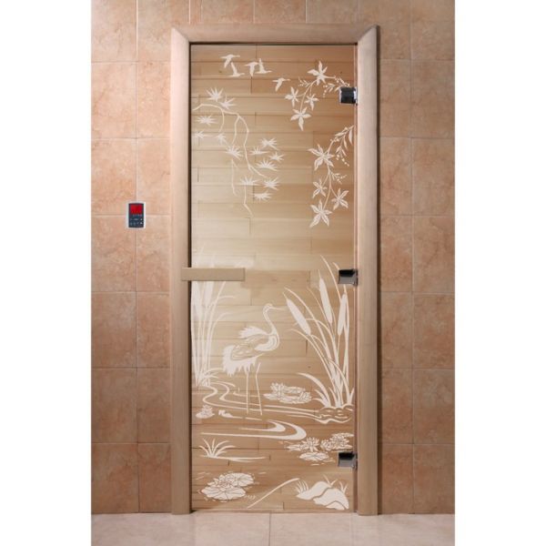 Дверь «Камышевый рай», размер коробки 190 ? 70 см, правая, цвет прозрачный