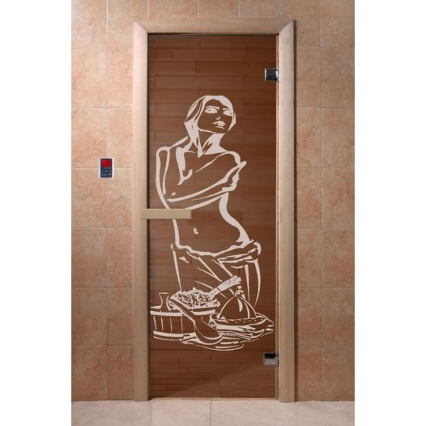 Дверь «Искушение», размер коробки 190 ? 70 см, 6 мм, 2 петли, правая, цвет бронза