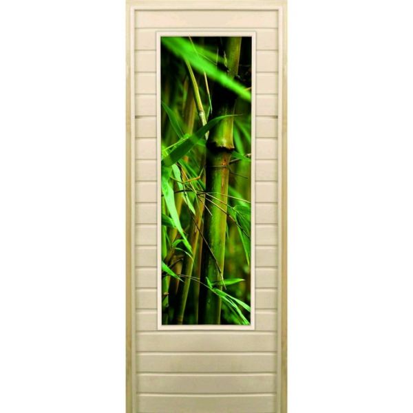 Дверь для бани со стеклом (43*129), "Бамбук-1", 170?70см, коробка из осины