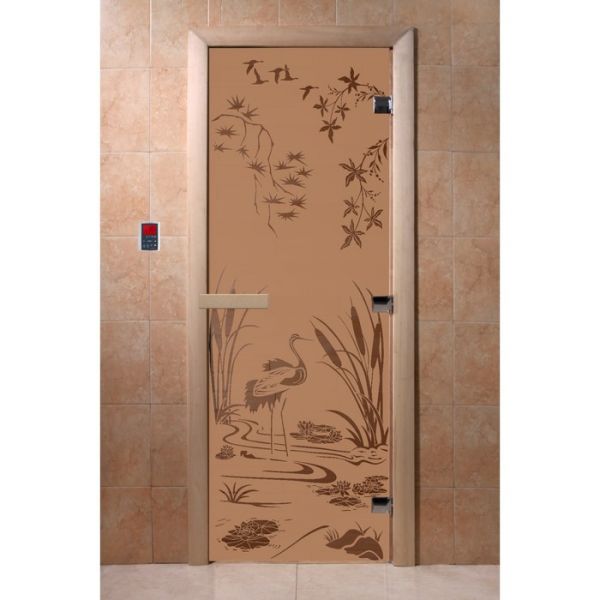 Дверь «Камышовый рай», размер коробки 200 ? 80 см, правая, цвет матовая бронза