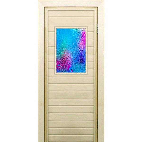 Дверь для бани со стеклом (40*60), "Неон", 170?70см, коробка из осины