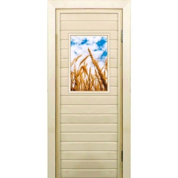 Дверь для бани со стеклом (40*60), "Пшеница-1", 170х70см, коробка из осины