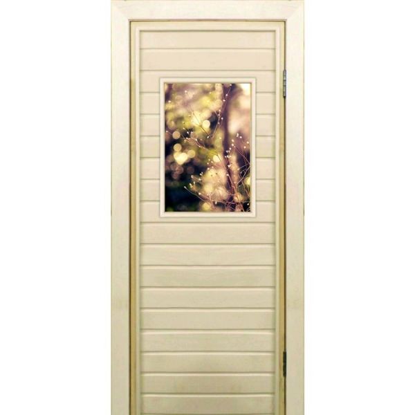 Дверь для бани со стеклом (40*60), "Трава", 170х70см, коробка из осины
