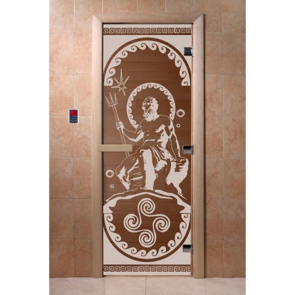 Дверь «Посейдон», размер коробки 200 х 80 см, правая, цвет бронза