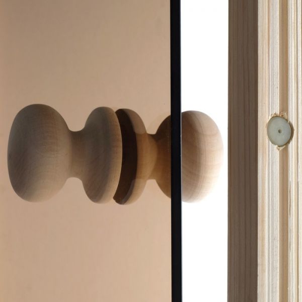 Дверь для бани «Берёзка», размер коробки 190 х 70 см, 6 мм, правая, круглая ручка, бронза