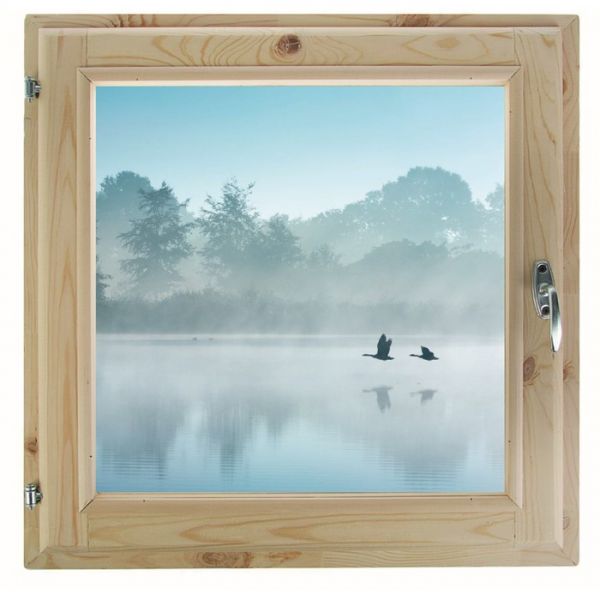 Окно 40х60 см, "Туман над рекой", однокамерный стеклопакет, уплотнитель, хвоя