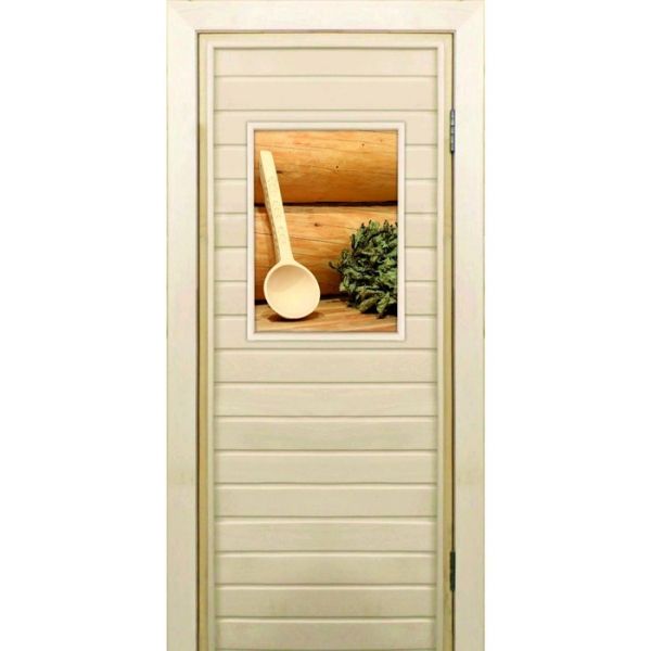 Дверь для бани со стеклом (40*60), "Ковшик", 170х70см, коробка из осины