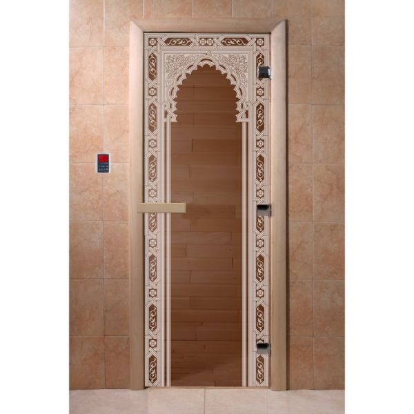 Дверь «Восточная арка», размер коробки 200 х 80 см, правая, цвет бронза