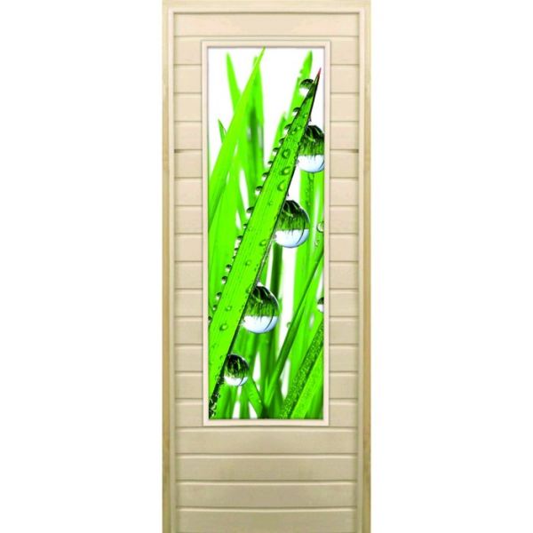 Дверь для бани со стеклом (43*129), "Капли", 170?70см, коробка из осины