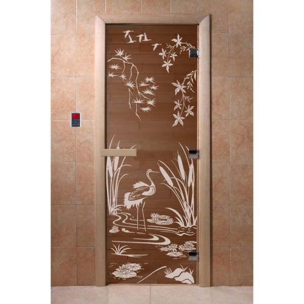 Дверь «Камышевый рай», размер коробки 190 ? 70 см, правая, цвет бронза