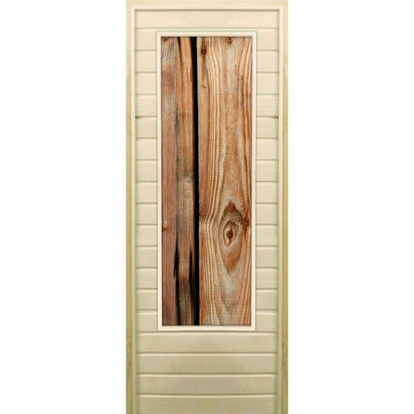 Дверь для бани со стеклом (43*129), "Дерево", 170х70см, коробка из осины