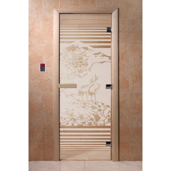 Дверь «Япония», размер коробки 200 ? 80 см, правая, цвет сатин