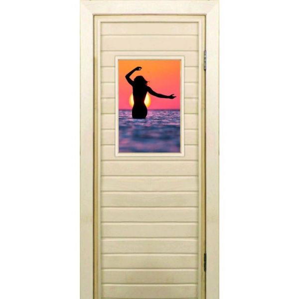 Дверь для бани со стеклом (40*60), "Силуэт", 170х70см, коробка из осины