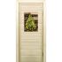 Дверь для бани со стеклом (40*60), "Веник в бане-1", 170х70см, коробка из осины
