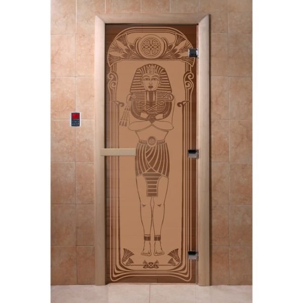Дверь «Египет», размер коробки 190 х 70 см, левая, цвет матовая бронза