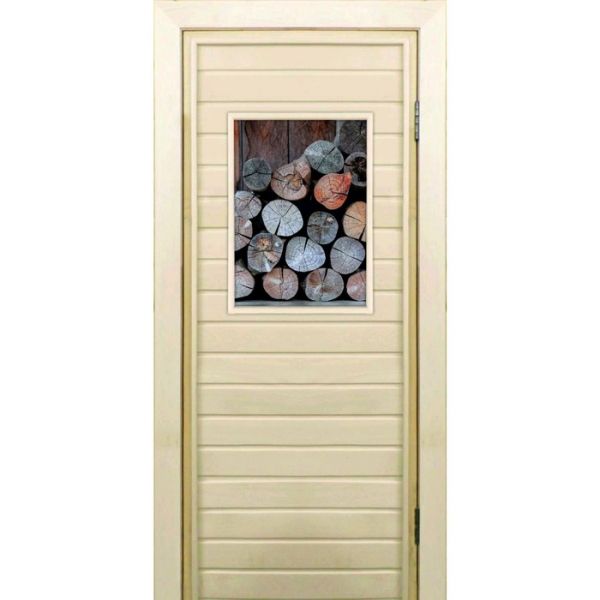 Дверь для бани со стеклом (40*60), "Поленница-2", 170?70см, коробка из осины
