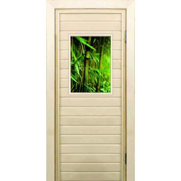 Дверь для бани со стеклом (40*60), "Бамбук-1", 170?70см, коробка из осины