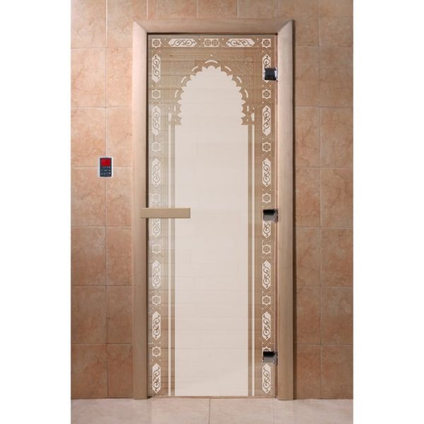 Дверь «Восточная арка», размер коробки 190 ? 70 см, правая, цвет сатин