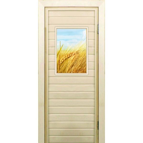 Дверь для бани со стеклом (40*60), "Пшеница-2", 170?70см, коробка из осины