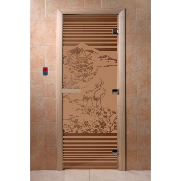 Дверь «Япония», размер коробки 190 ? 70 см, правая, цвет матовая бронза