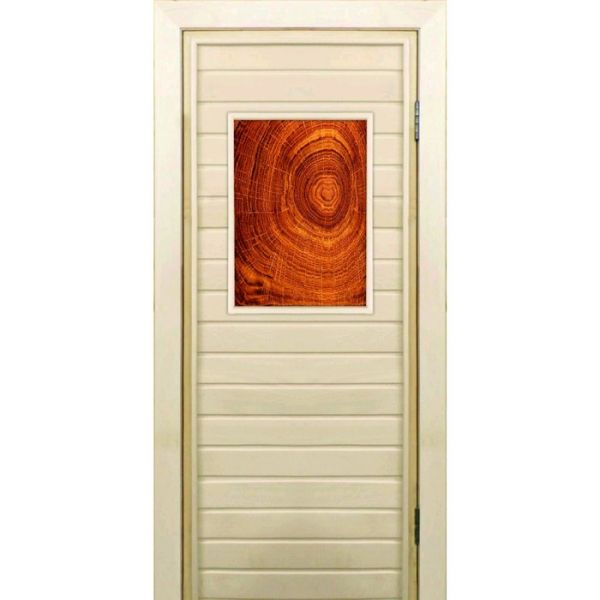 Дверь для бани со стеклом (40*60), "Кольца", 170?70см, коробка из осины