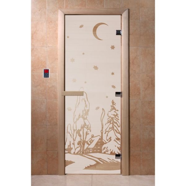 Дверь «Зима», размер коробки 190 ? 70 см, правая, цвет сатин
